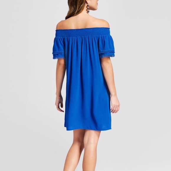 🛍3/$20 Merona Blue Off the Shoulder Peasant Dress - Picture 3 of 3